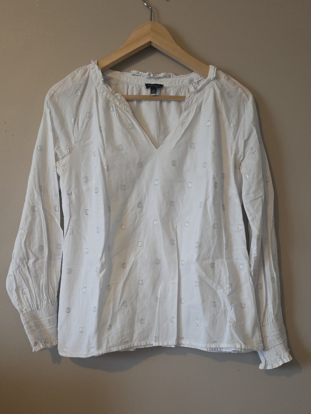 Talbots White Embroidered V-Neck Tunic